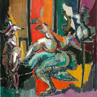 Le jeu 1989 Huile sur toile - 80 x 70 cm