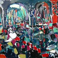 Intérieur aux arcades I 1988 Huile sur toile - 60 x 100 cm