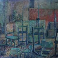 Interno blu V 1986 Huile sur toile - 60 x 80 cm