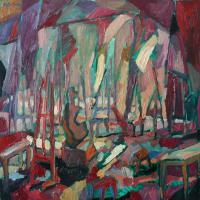 Interno IX 1987 Huile sur panneau - 86 x 86 cm