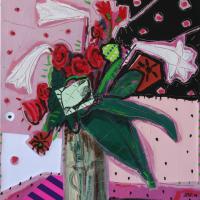 Belle rencontre 2011 Acrylique, crayon et collage sur toile  - 65 x 50 cm