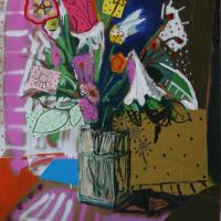 C'est le bouquet 2011 Acrylique, crayon et collage sur toile  - 119 x 79 cm