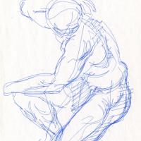 Etude d'après Rodin 1989 Encre sur papier - 20,5 x 14,5 cm