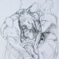 Etude d'après la Pietà del Duomo de Michelange 1987 Encre sur papier - 20,5 x 14,5 cm