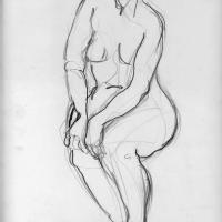 Nu assis 1989 Crayon sur papier - 30,5 x 28 cm