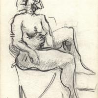 Nu assis 1990 Crayon sur papier - 30,5 x 28 cm