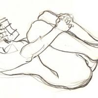 Nu, jambes pliées 1990 Crayon sur papier - 28 x 28 cm