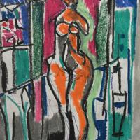 Danseuse dans l'atelier 1988 Pastel gras sur papier - 41 x 31 cm