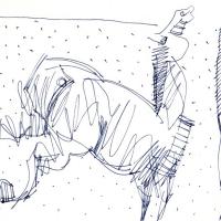 Femme et cheval 1991 Encre sur papier - 14,5 x 20,5 cm