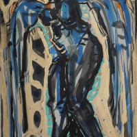 La Quête II 2024 Encres et pastel à l'huile sur papier - 47 x 32,5 cm