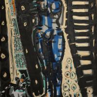 Souvenir de Chacha III  2024 Encres et pastel à l'huile sur papier - 47 x 32,5 cm