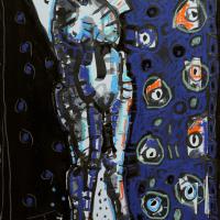 La Source VI 2023 Encre de Chine et pastel à l'huile sur papier - 40 x 27,5 cm