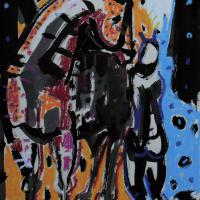 Les complices IV 2023 Encre de Chine et pastel à l'huile sur papier - 26,5 x 18,5 cm cm