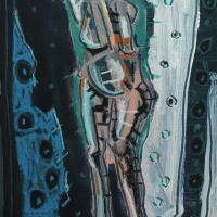 Vers la source 2023 Acrylique et pastel à l'huile sur paper - 26,5 x 18,5 cm