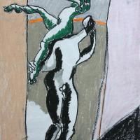 Danseurs IV Pastel à l'huile sur papier - 59,5 x 40 cm