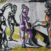 Danseuses II Pastel à l'huile sur papier - 40 x 59,5 cm