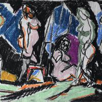Danseuses I Pastel à l'huile sur papier - 40 x 59,5 cm