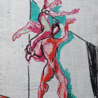 Danseurs IX Pastel à l'huile sur papier - 59,5 x 40 cm