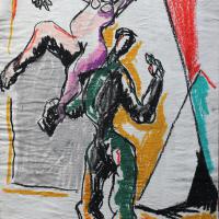 Danseurs VI Pastel à l'huile sur papier - 59,5 x 40 cm