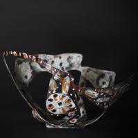 Souvenir d'Agrigente III 2024 Acier soudé peint et patiné - Hauteur : 13 cm - Diamètre : 21 cm